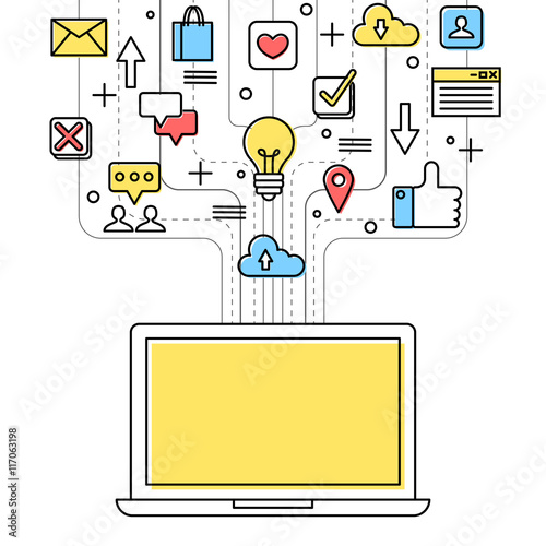 Social networking and eCommerce concept illustration