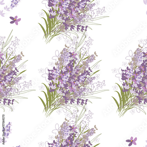 Seamless vector floral pattern with lavender flowers