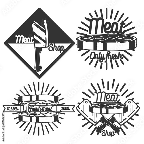 Vintage meat store emblems