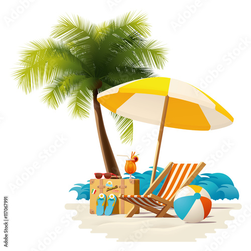 Obraz na płótnie Vector travel and summer beach vacation relax icon w salonie