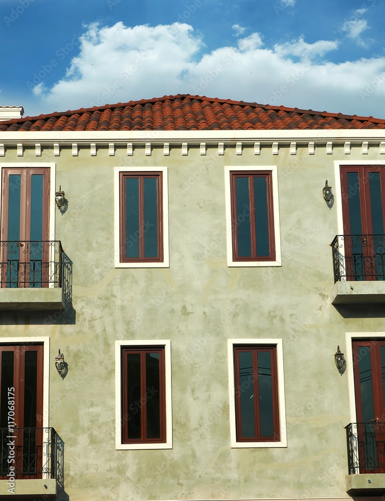 Italian building style with blue sky