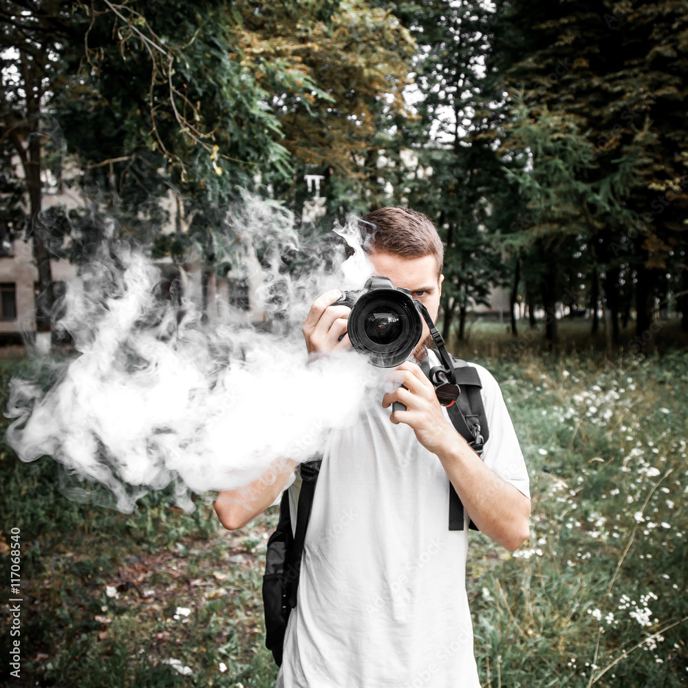 Photographer in the woods.