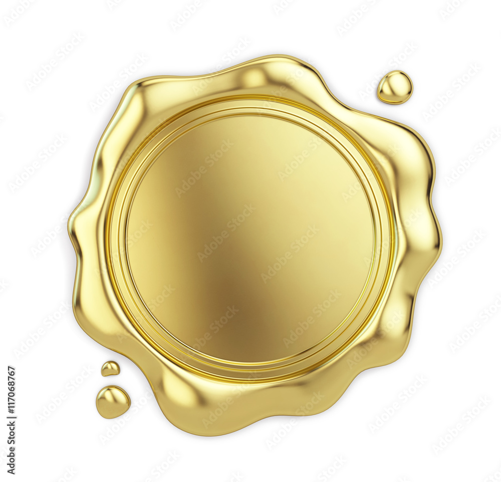 Gold Wax Seal with Blank Space for Your Design. 3d Rendering Stock Image -  Image of ancient, post: 124392111