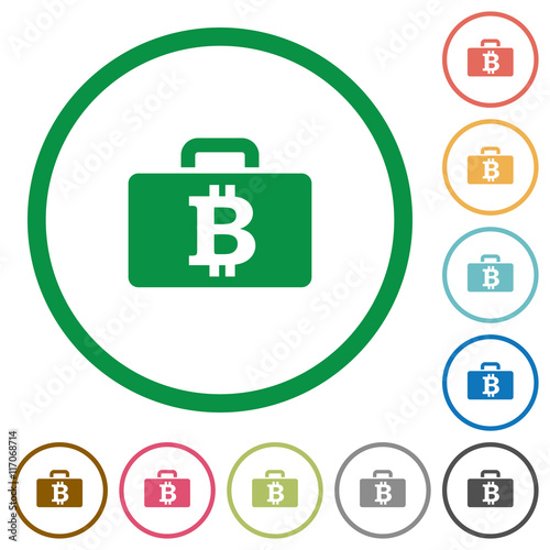 Bitcoin bag outlined flat icons