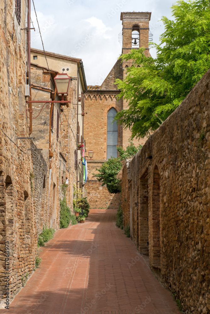 Medieval street in San Gimignano, Tuscany, Italy