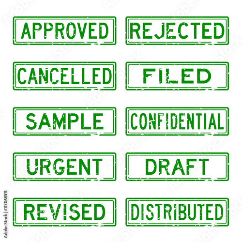 Common green square grunge business rubber stamp
