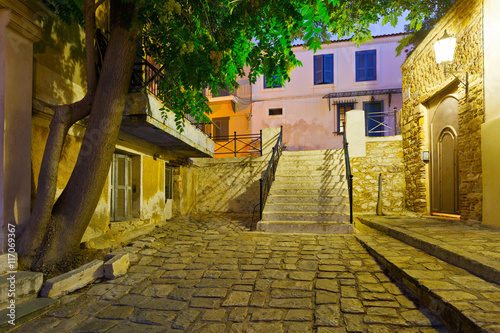 Streets of Plaka in centre of Athens, Greece.