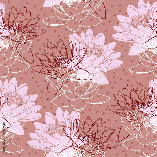 Seamless pattern with water lilies