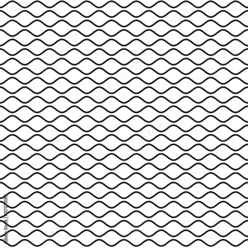 Black Wavy Line Seamless Pattern