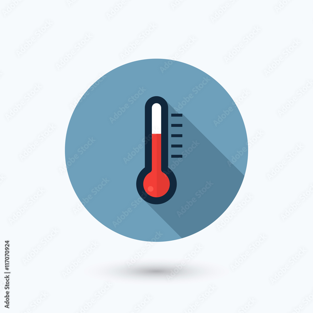 Thermometer flat icon with long shadow. Isolated on white background. Vector illustration, eps 10. Thermometer flat icon with long shadow. Isolated on white background. Vector illustration, eps 10.