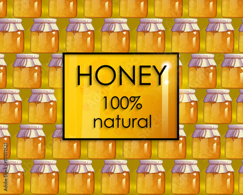 Natural honey. 100% ecological product. Vector illustration for your project