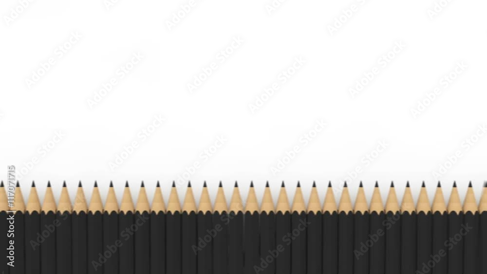 3d rendered animation of camera panning on black pencils with a unique red one 3d rendered animation of camera panning on black pencils with a unique red one