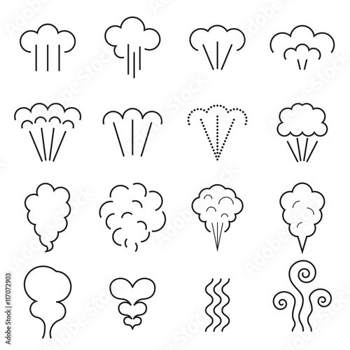 Steam icons. Linear symbols isolated on a white background. Vector illustration photo