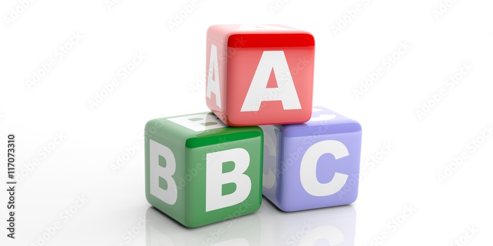 Abc cubes on white background. 3d illustration Abc cubes on white background. 3d illustration