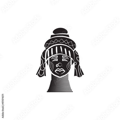 Karen long neck woman with traditional brass coils icon in simple style on a white background