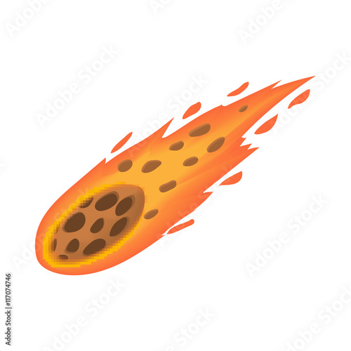 Falling meteorite icon in cartoon style on a white background