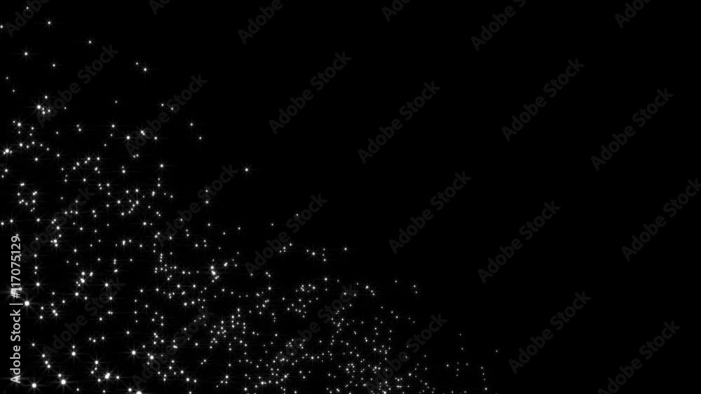 Glowing star particle in random direction 3D render abstract background animation motion graphic with copy space on black background Glowing star particle in random direction 3D render abstract background animation motion graphic with copy space on black background