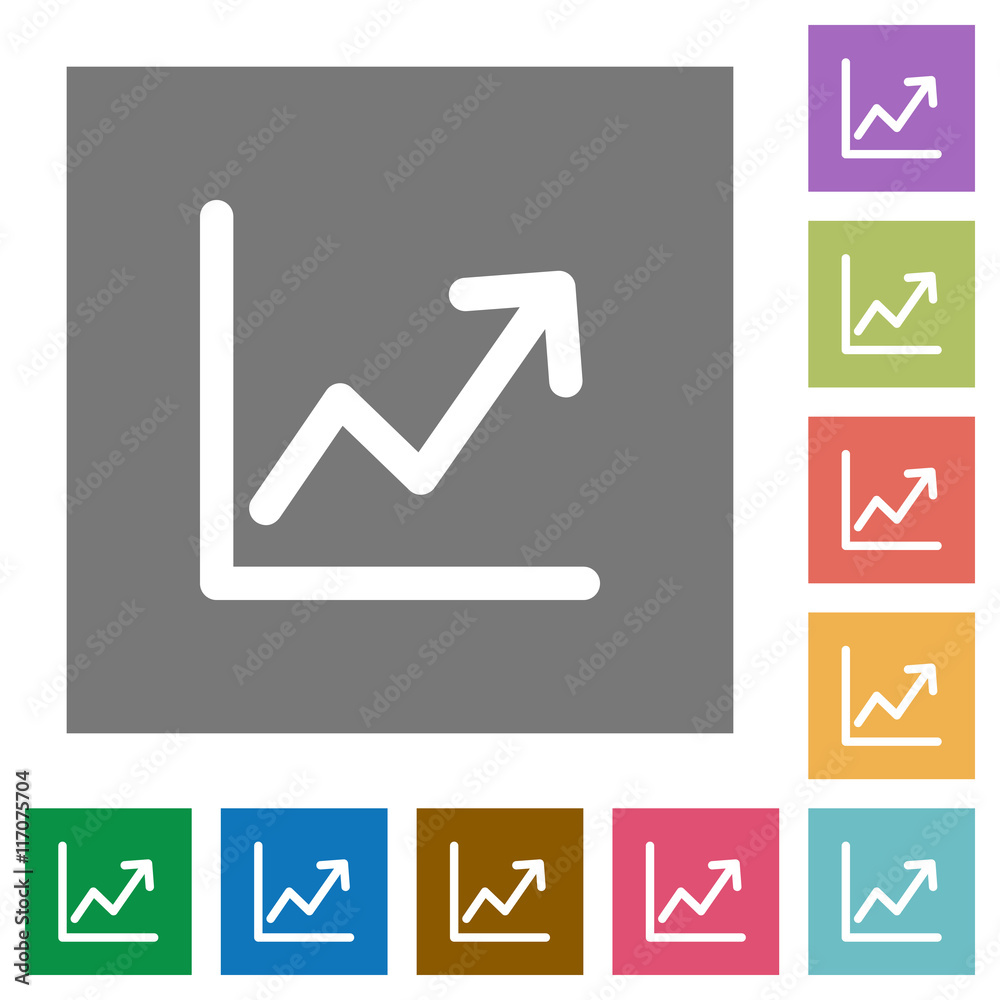 Line graph square flat icons Line graph square flat icons