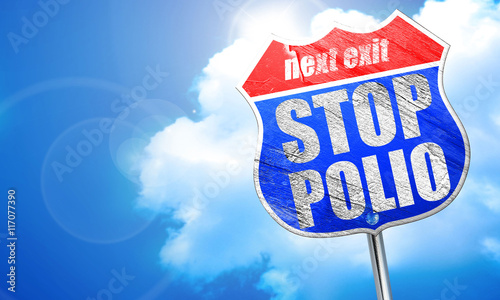 stop polio, 3D rendering, blue street sign photo