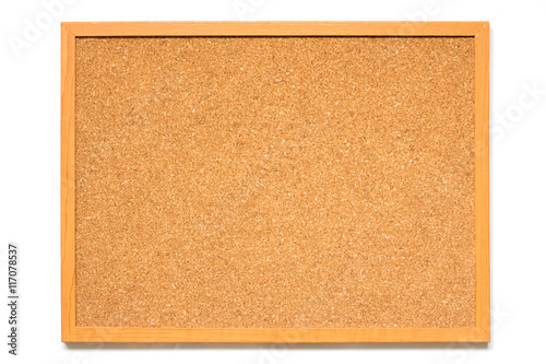 Corkboard placed on white background