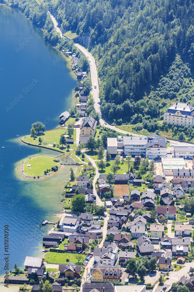 Fototapeta premium Top view of Hallstatt - beautiful Alpen village