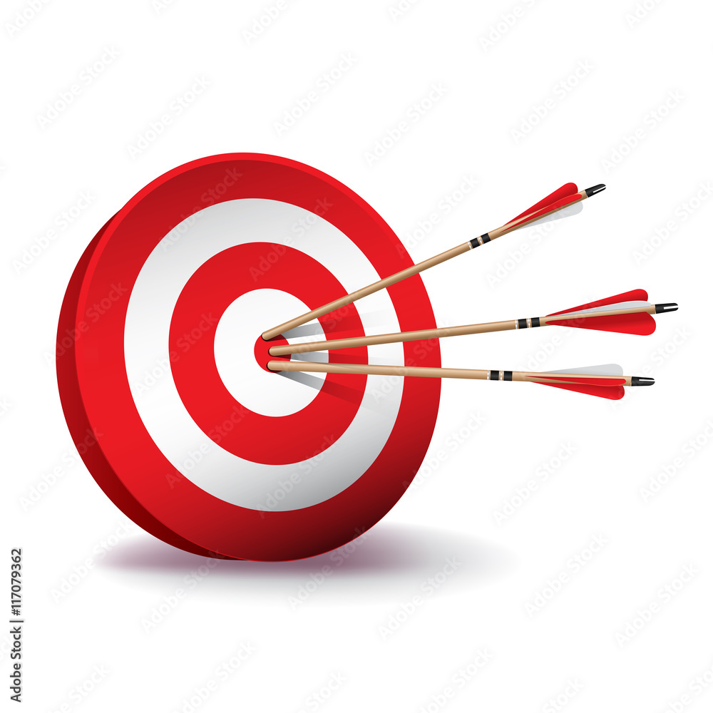 Red Archery Target with Arrows Illustration