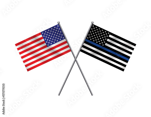 American Flag and Police Support Flag Illustration