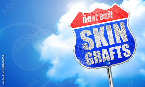 skin grafts, 3D rendering, blue street sign