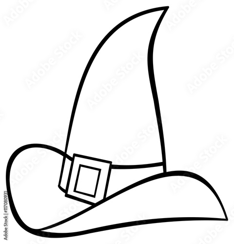 Witch hat contour. Vector clip art.