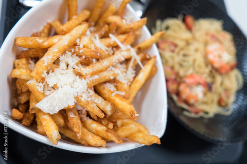Close-up of truffle fries