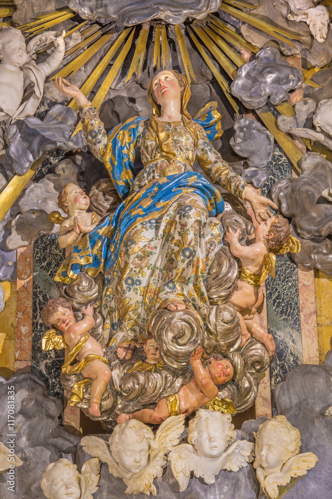 CREMONA, ITALY - MAY 25, 2016: The statue of Assumption in The Cathedral by by Giuseppe Chiari (1687 - 1750).
