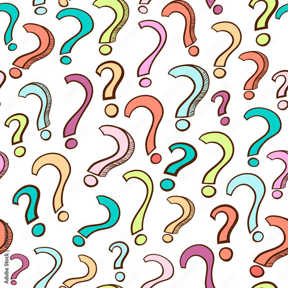 Seamless pattern with hand drawn colorful question signs. Vector illustration Seamless pattern with hand drawn colorful question signs. Vector illustration