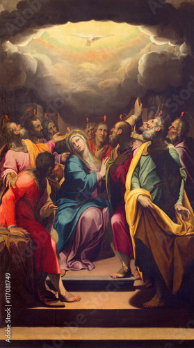 Photo CREMONA, ITALY - MAY 25, 2016: The painting of Pentecost in The Cathedral by G