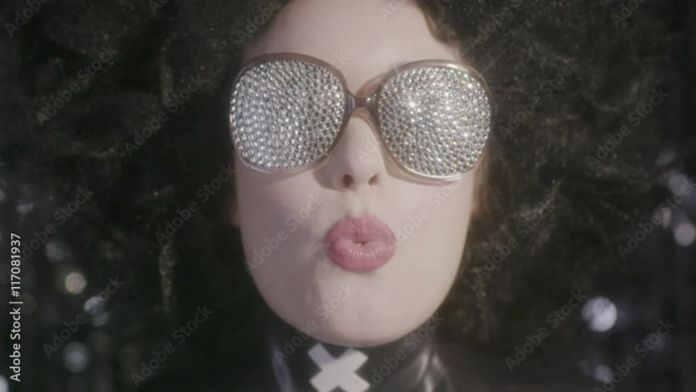 cool woman blowing bubblegum fetish latex
