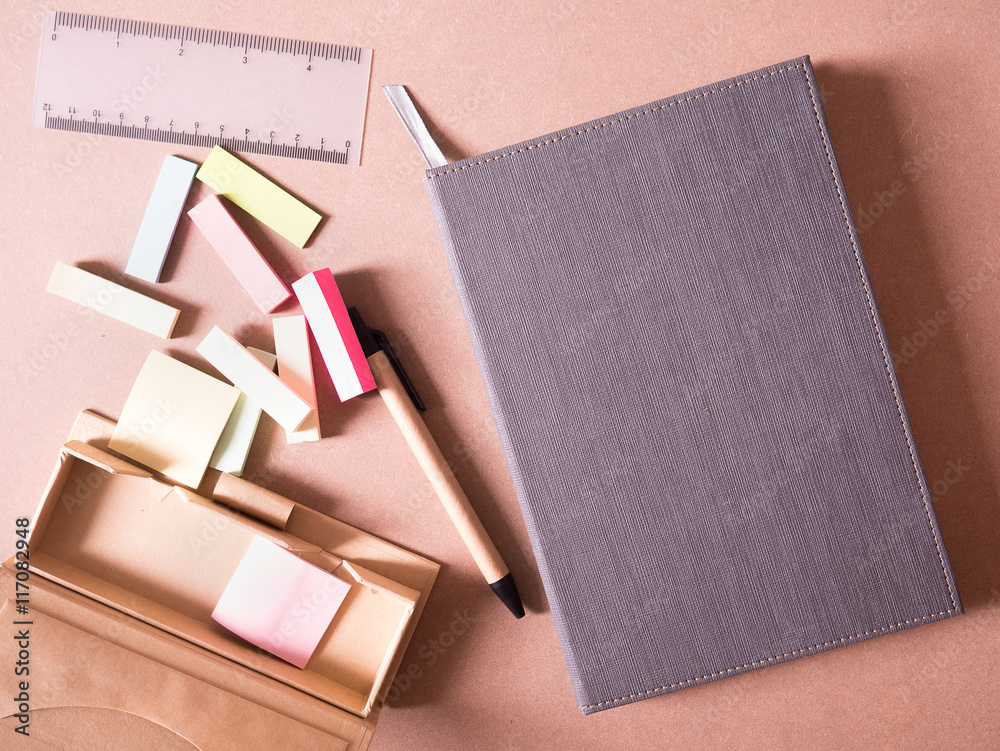 business set of notebook with sticky note in concept creative idea business set of notebook with sticky note in concept creative idea