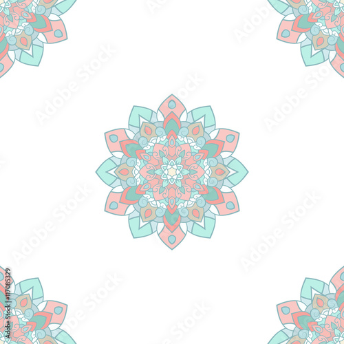 Ethnic motif hand drawn colored seamless background. Vector illu