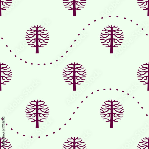 seamless pattern with vector tree silhouette