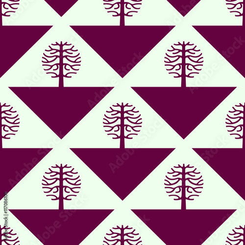 seamless pattern with vector tree silhouette