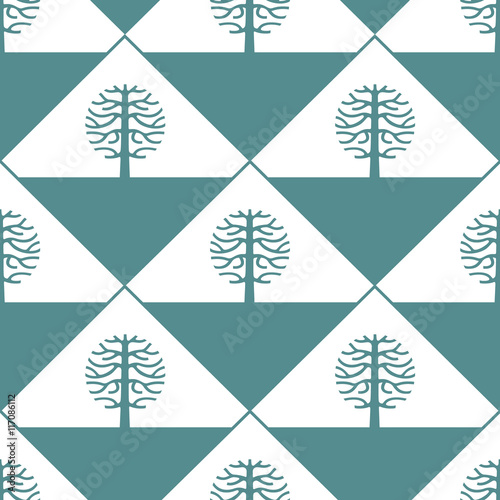 seamless pattern with vector tree silhouette