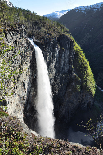 Vettisfossen    Vettisfossen is one of Norway s tallest waterfalls. It is located in the Jotunheimen mountain range inside the Utladalen valley. 