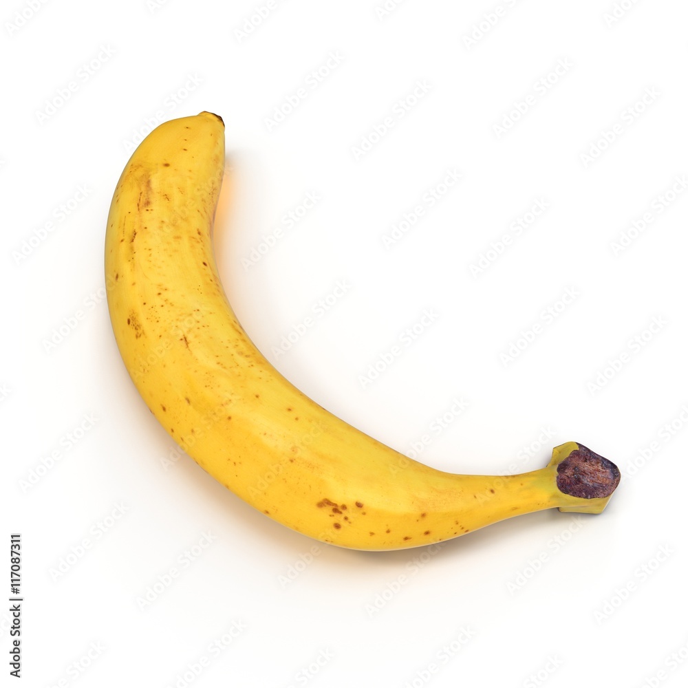 Fresh ripe banana isolated on white 3D Illustration