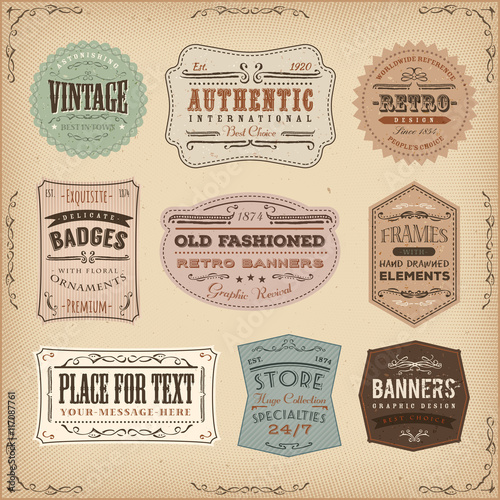 Vintage And Old-Fashioned Labels Ans Signs