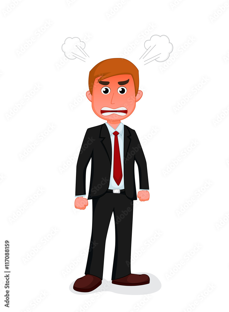 Angry Businessman cartoon standing 
