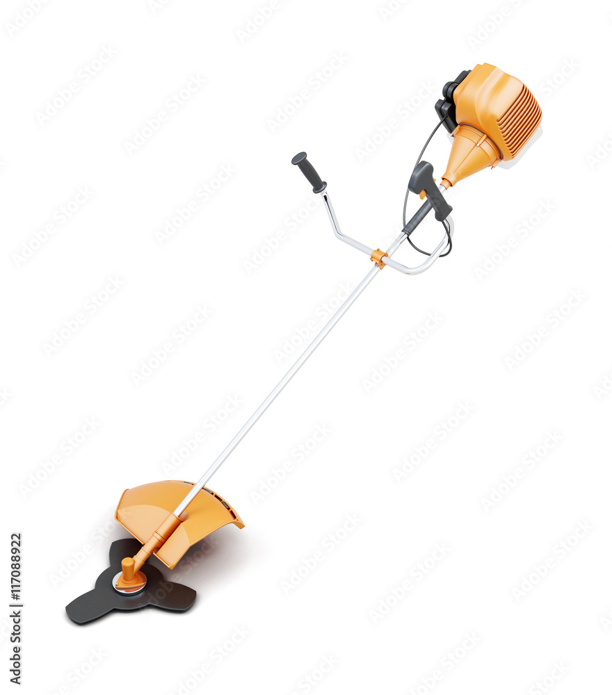 Mower hand isolated on white background. 3d rendering. Mower hand isolated on white background. 3d rendering.