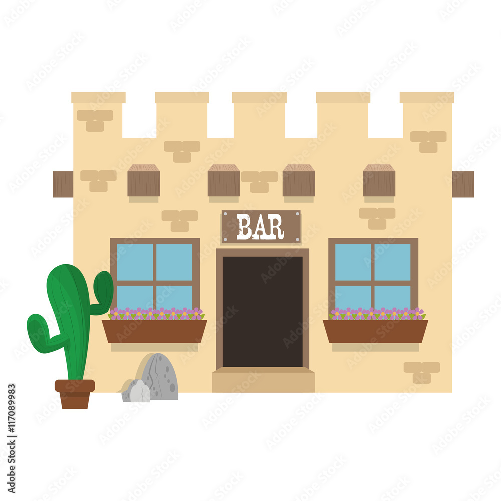 flat design old west bar icon vector illustration flat design old west bar icon vector illustration