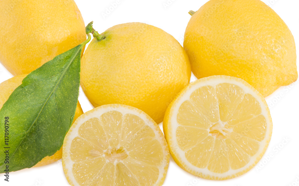 Fresh lemons isolated over white.
