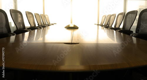 Table boardroom with chair in morning / meeting associate photo