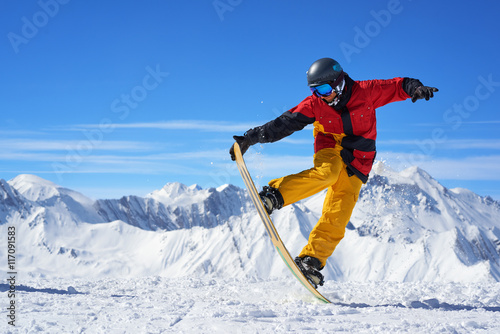 Snowboarder doing trick