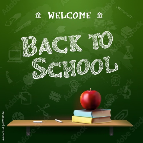 Back to school background, vector illustration.