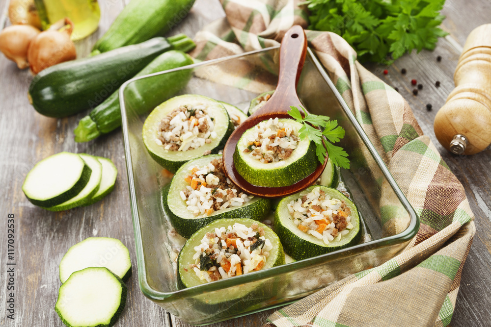 Zucchini with meat and rice Zucchini with meat and rice